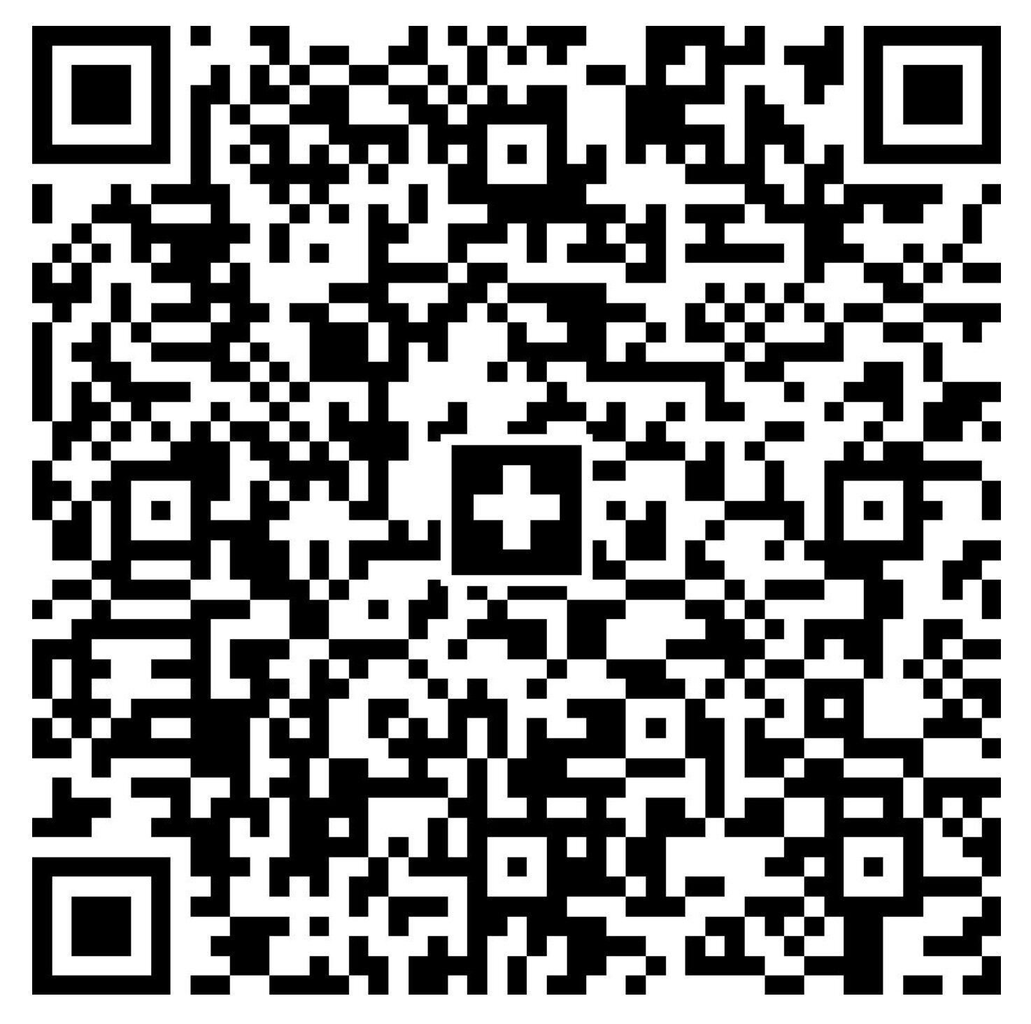 Bildschirmfoto 2025-04-28 um 23.03.55 Schwarzweißer QR-Code mit quadratischem Muster, der von einem digitalen Gerät gescannt werden kann, um auf verschlüsselte Informationen oder einen Website-Link zuzugreifen.